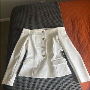 Express White Blazer with Gold Buttons
